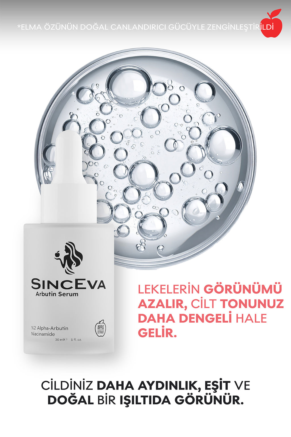 Arbutin Serum %2 Alfa Arbutin + Niasinamid Elma Özlü Leke Karşıtı & Ton Eşitleyici 30ml