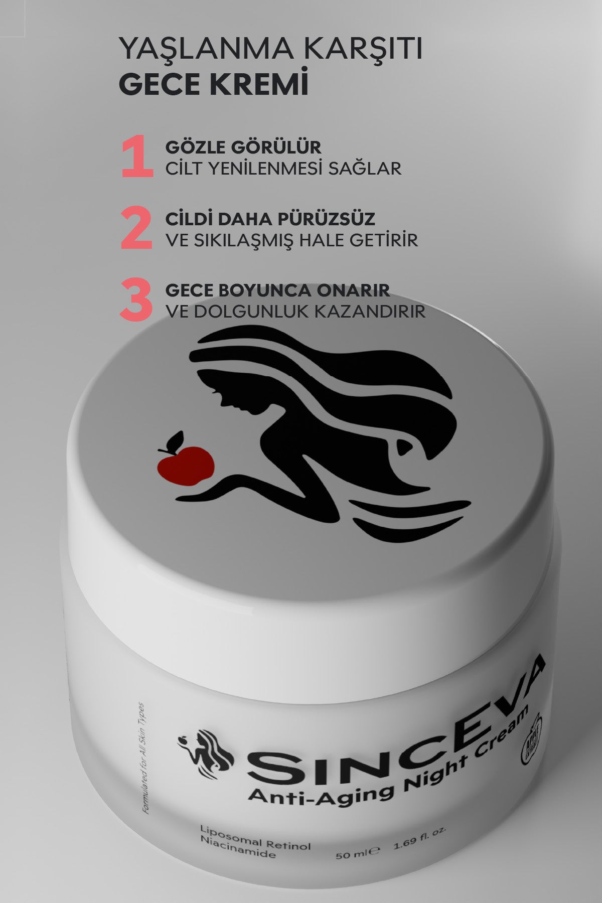Gece Kremi Retinol+Niasinamid Elma Özlü İnce Çizgi Kırışıklık Karşıtı 50ml