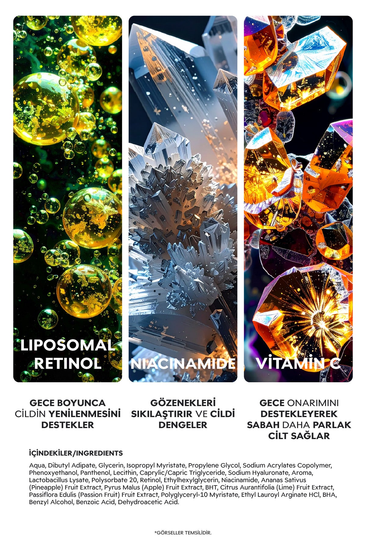 Gece Kremi Retinol+Niasinamid Elma Özlü İnce Çizgi Kırışıklık Karşıtı 50ml