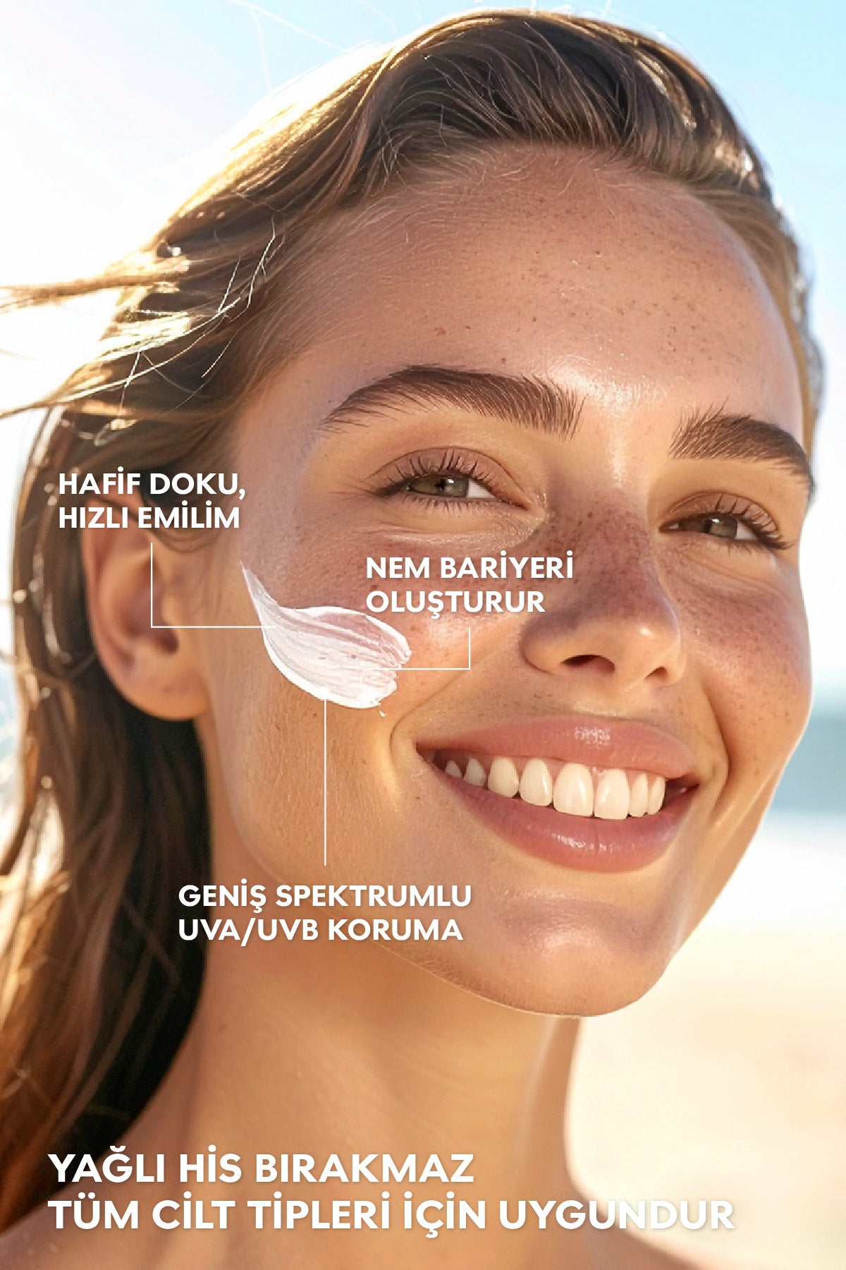 Güneş Kremi SPF 50 Aloe Vera + Panthenol Elma Özlü Geniş Spektrumlu UVA/UVB Koruma 100ml