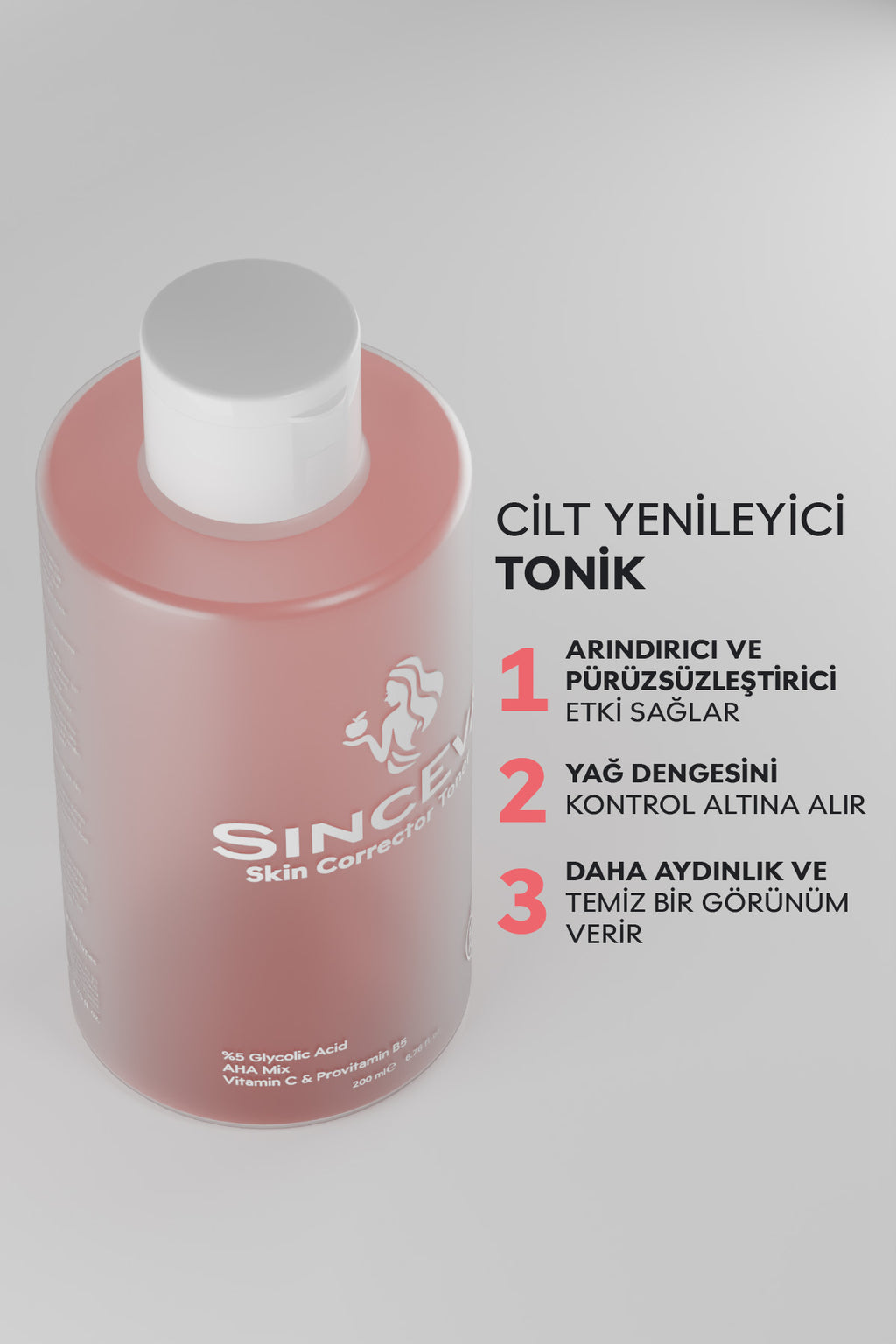 Cilt Yenileyici Tonik %5 Glikolik Asit Elma Özlü Gözenek Sıkılaştırıcı & Sebum Dengesi 200ml