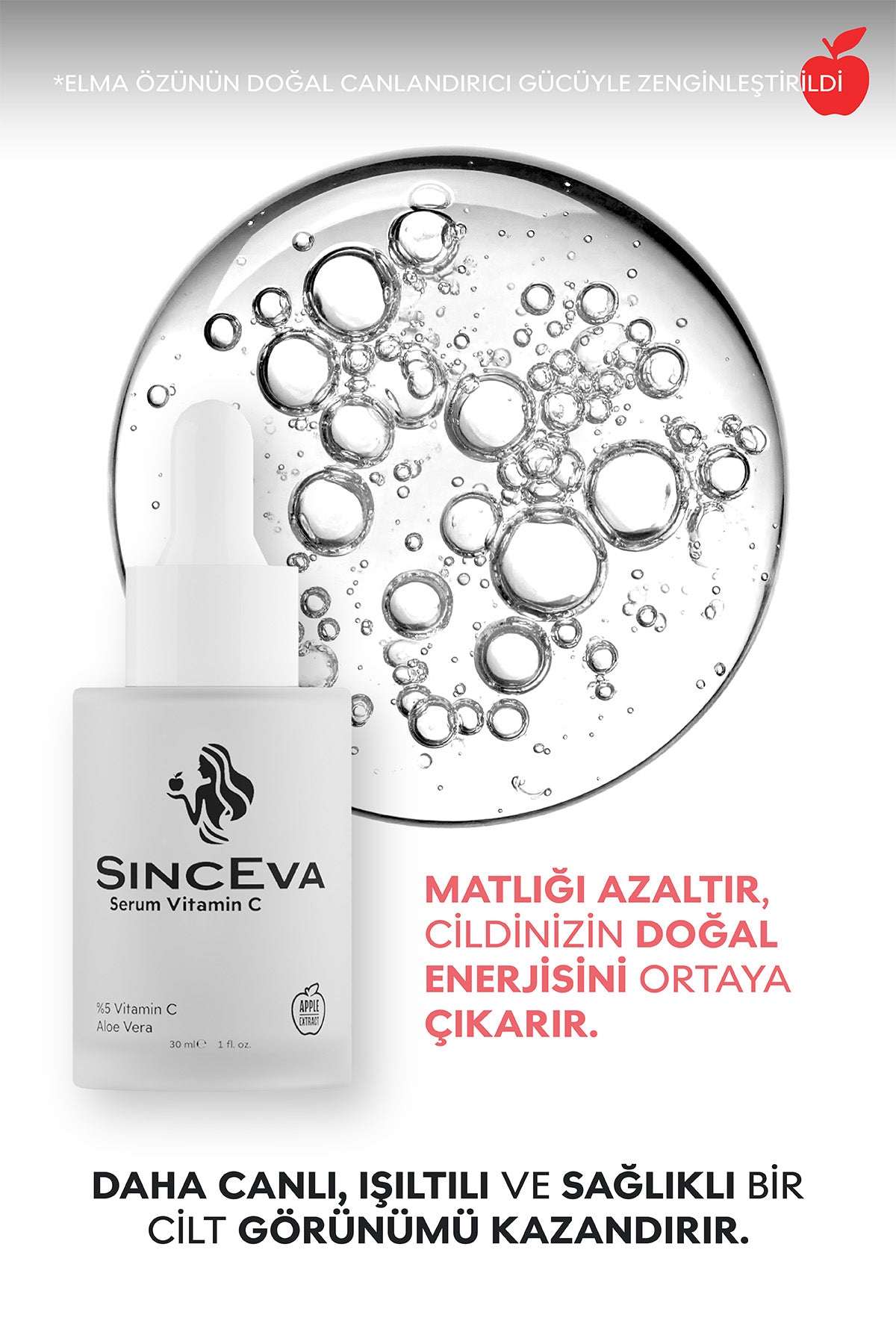 Vitamin C Serum %5 C Vitamini + Aloe Vera Elma Özlü Ton Eşitleyici & Aydınlatıcı 30ml