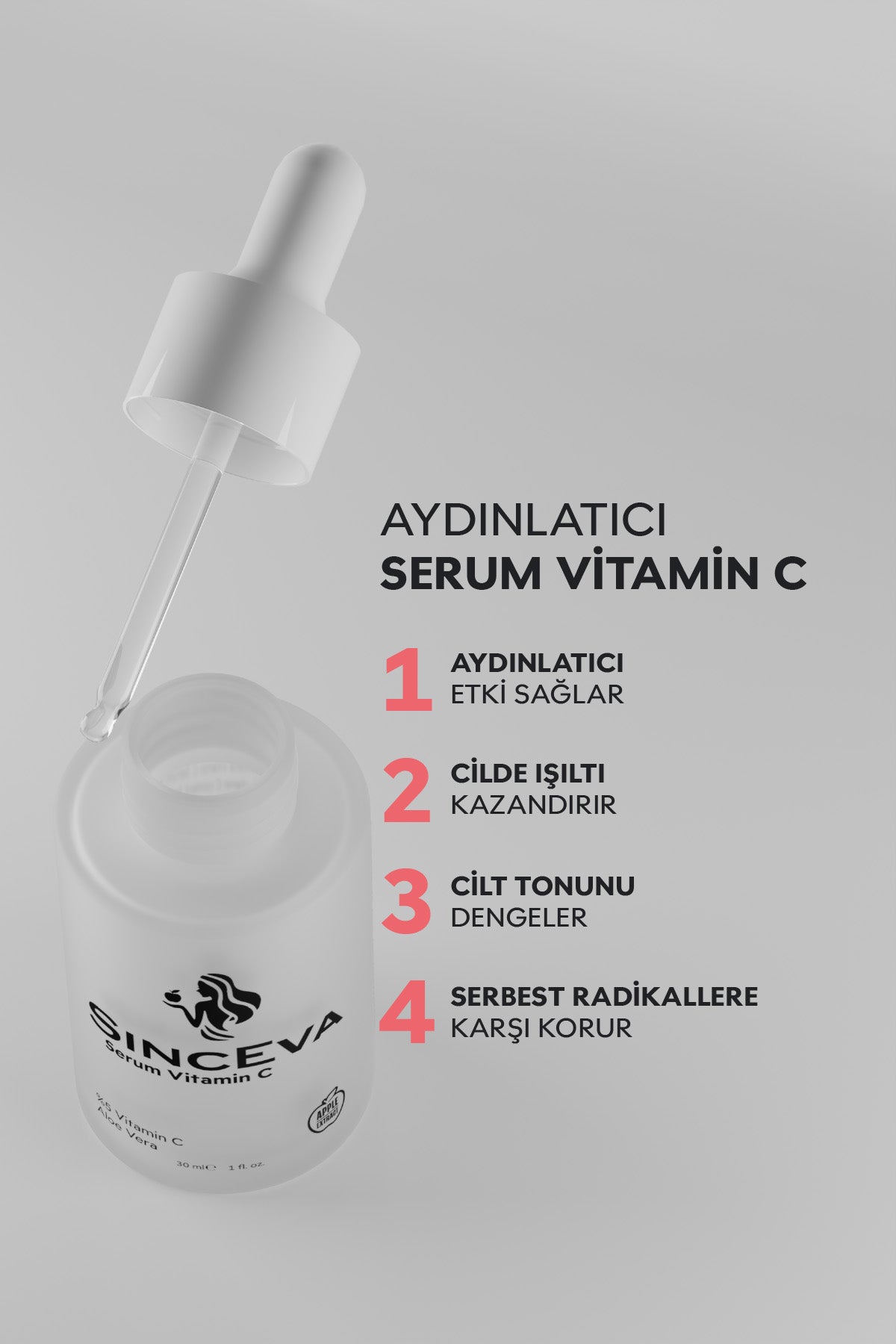 Vitamin C Serum %5 C Vitamini + Aloe Vera Elma Özlü Ton Eşitleyici & Aydınlatıcı 30ml